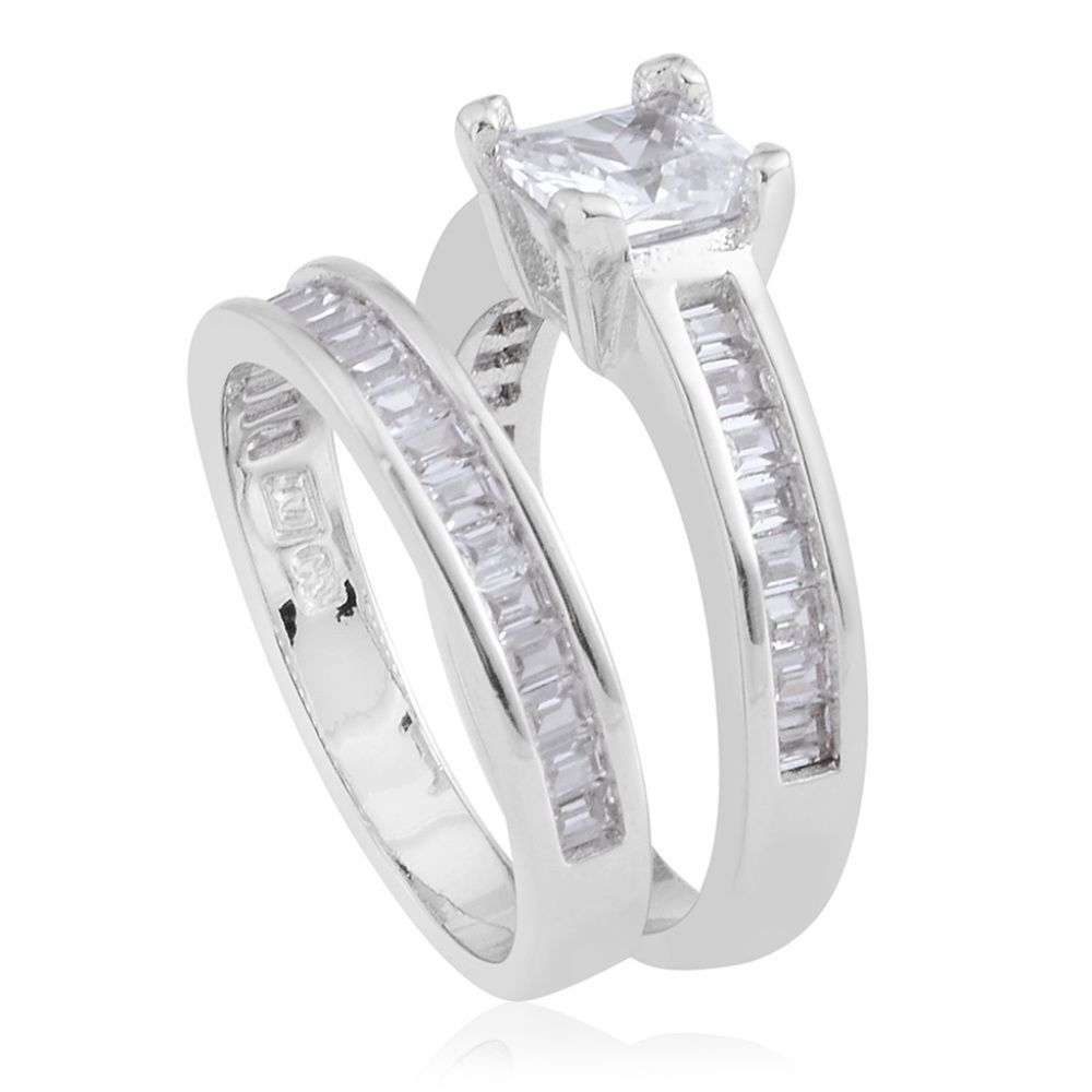 Wedding Rings Set Simulated Diamond - Picture 2 of 6